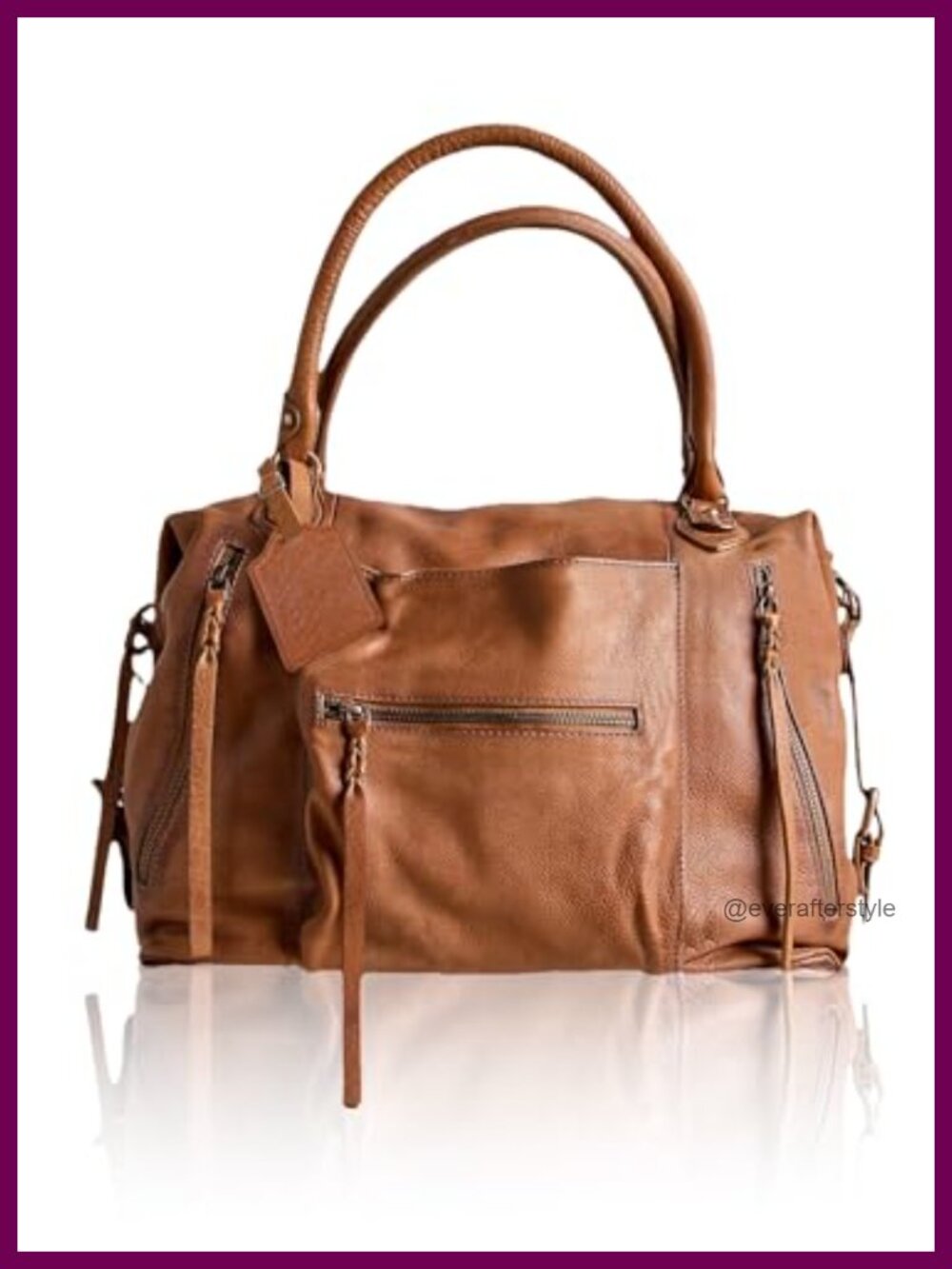 WINSASI Vegan Leather Large Tote Bag with Zipper & Adjustable Strap